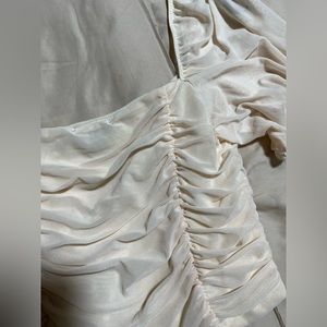 Forever 21 Beige Ruched Cropped Blouse